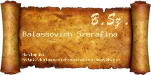Balassovich Szerafina névjegykártya